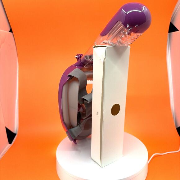 Snorkel Mask- 180 Degree Panoramic Full Face Design in Plum, Size Small/Medium - Picture 11 of 16